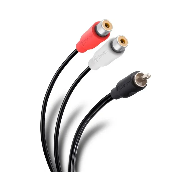 Cable RCA plug a 2 jacks, de 15 cm, ultradelgado Steren 255-010