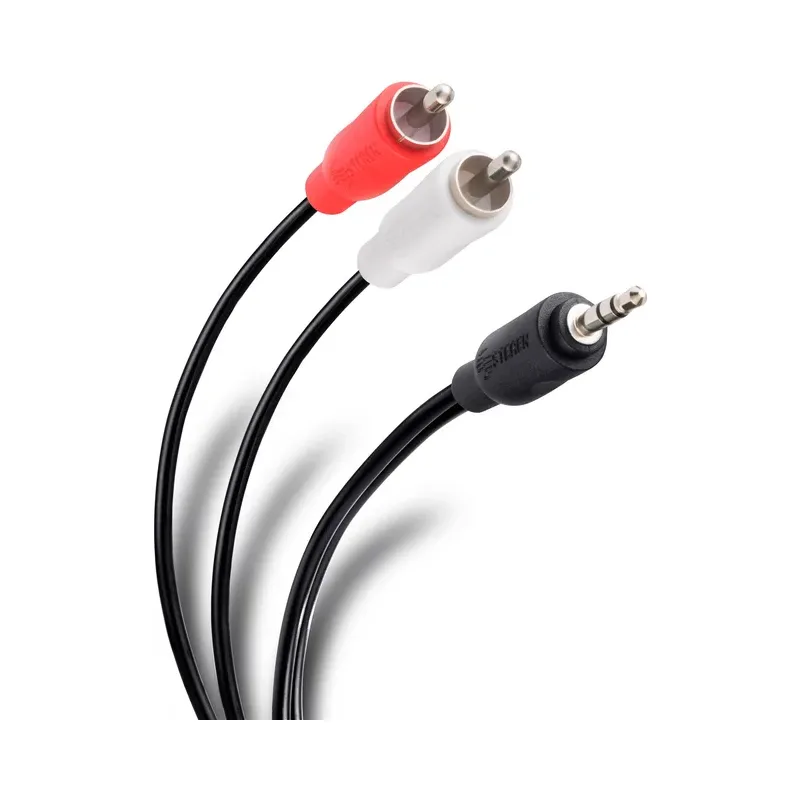 Cable plug 3,5 mm a 2 plug RCA de 15 cm, ultradelgado Steren 255-037
