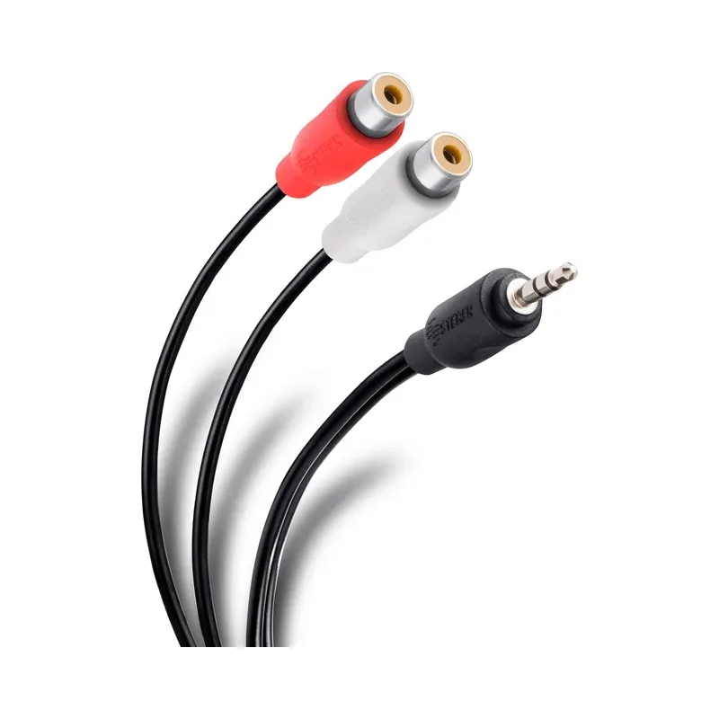 Cable plug 3,5 mm a 2 jacks RCA de 15 cm, ultradelgado Steren 255-038