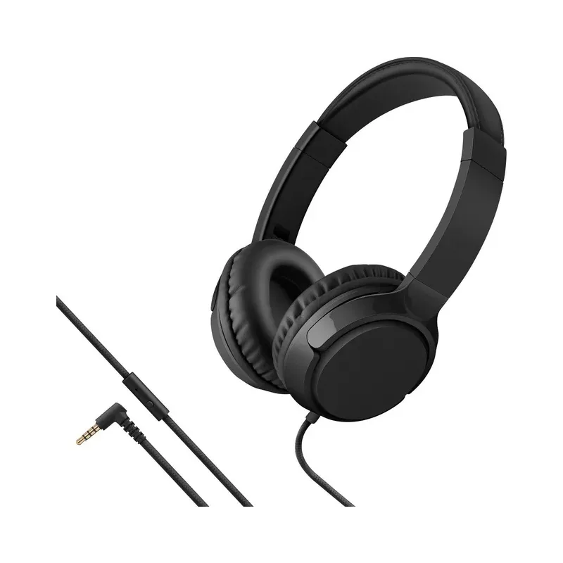 Audífonos manos libres con cable tipo cordón, plegables, negros Steren AUD-230NE