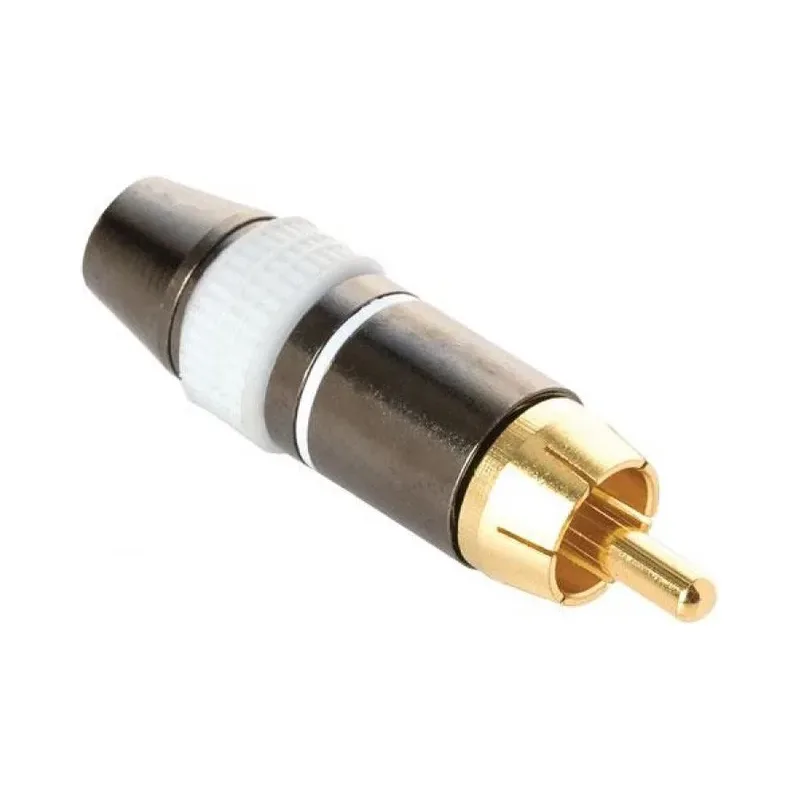 Plug RCA metálico reforzado, blanco Steren 250-182BL