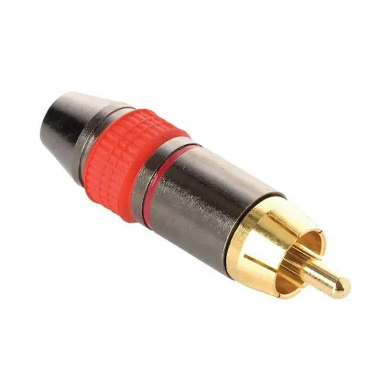Plug RCA metálico reforzado, rojo Steren 250-182RO