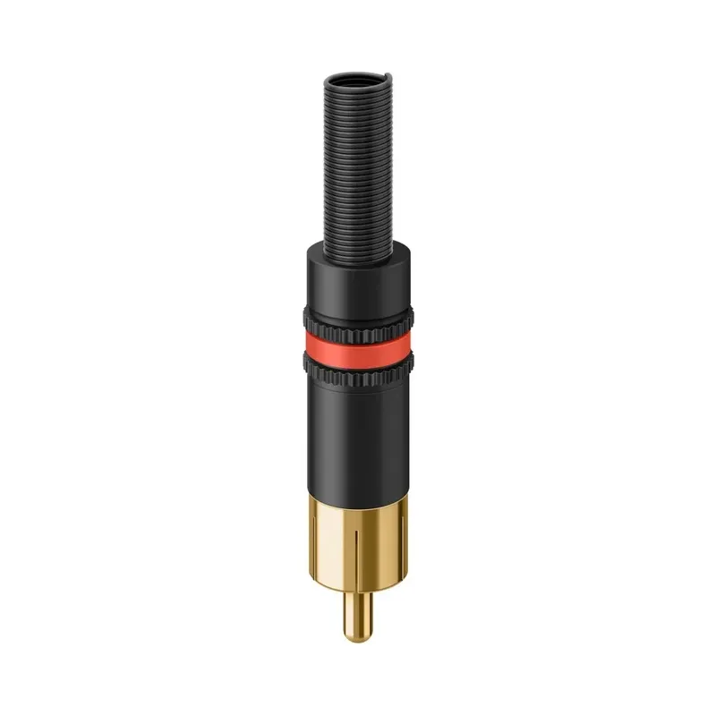 Conector de audio RCA metálico con glándula de sujeción y strain relief Steren CON-RCAP