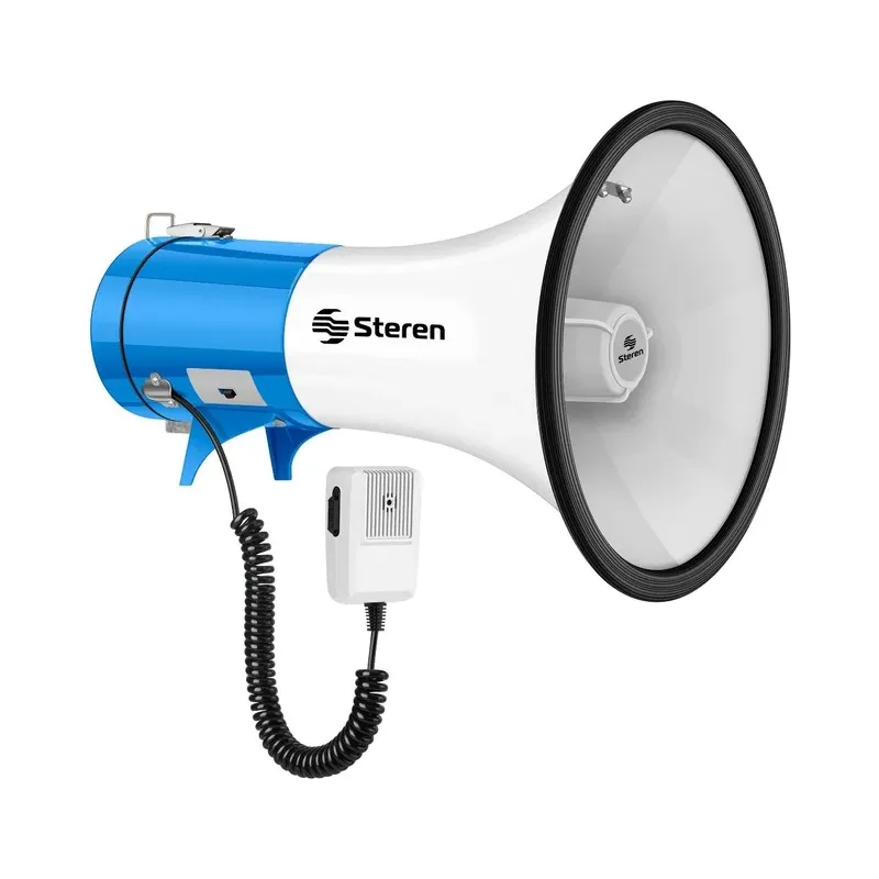 Megáfono de 25 W con micrófono tipo patrullero, para hombro Steren MG-400