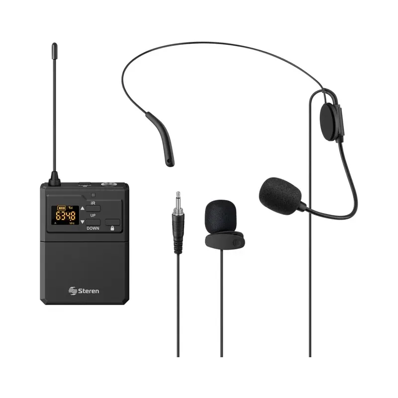Micrófono inalámbrico UHF de solapa o nuca para MIC-8020 y MIC-8040, hasta 90 m de alcance Steren MIC-8001