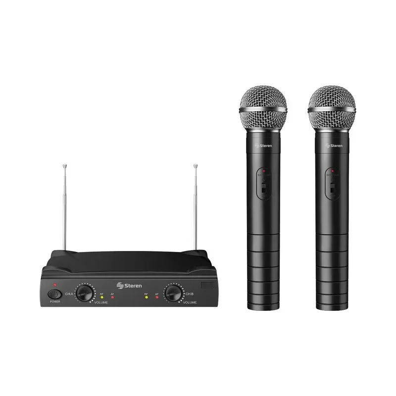 Sistema de 2 micrófonos inalámbricos VHF Steren WR-055