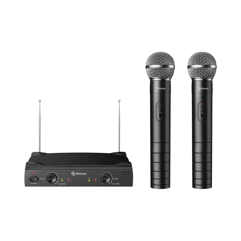 Sistema de 2 micrófonos inalámbricos UHF Steren WR-055 UHF