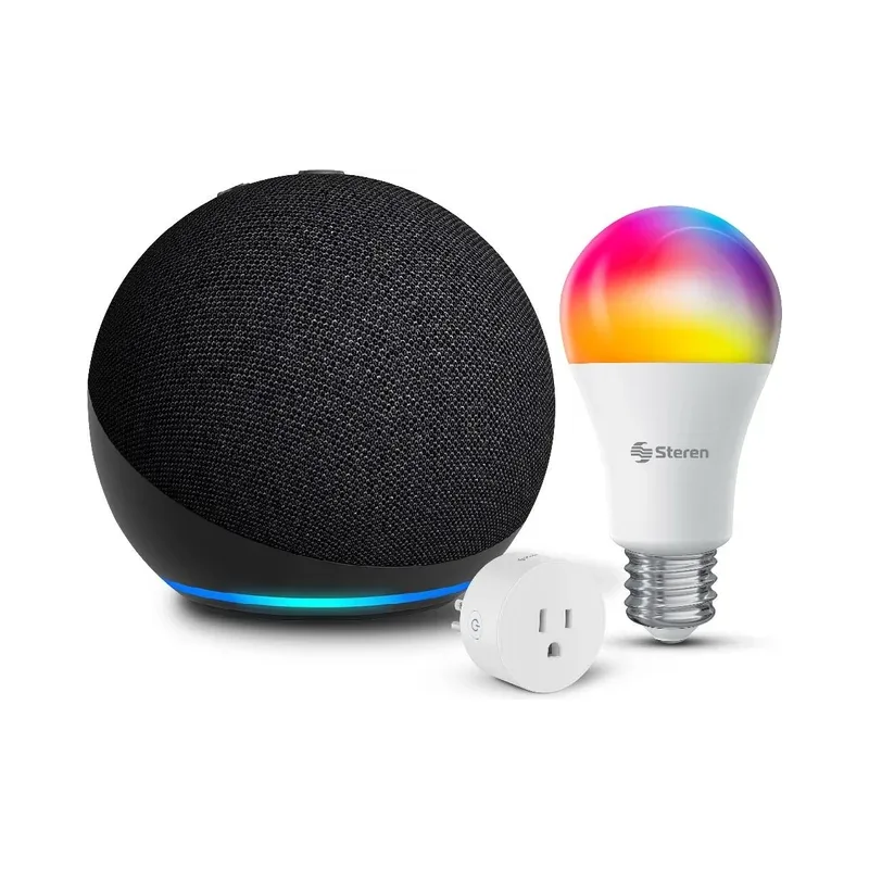 Alexa ECHO 5ª Gen más contacto Wi-Fi y bombillo Wi-Fi (ECHO DOT 5 GEN NE / SHOME-100 / SHOME-120) Steren ALEXA-COMBO 102