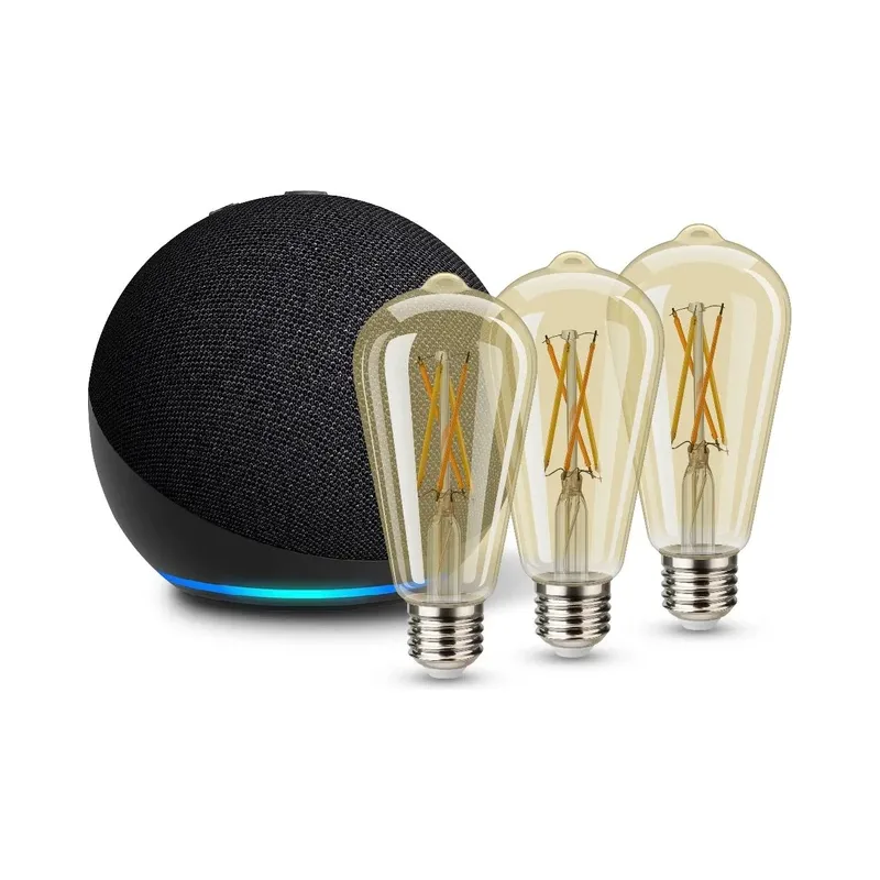 Alexa ECHO DOT 5ª Gen más Bombillos LED vintage Wi-Fi (ECHO DOT 5 GEN NE / SHOME-124/3) Steren ALEXA-COMBO 115