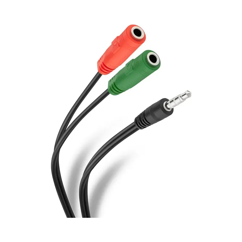 Cable auxiliar plug 3,5 mm TRRS a 2 jacks 3,5 mm de 17 cm Steren 252-142