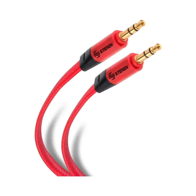 Cable auxiliar plug a plug 3,5 mm de 1,8 m, tipo cordón Steren 255-270RO