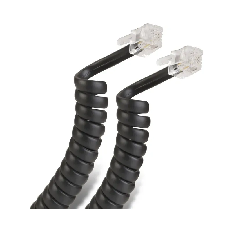 Cable espiral plug a plug RJ9 de 2.1m, para auricular telefónico, negro Steren 302-007N