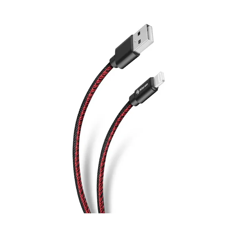 Cable USB a Lightning, de 1,2 m, con forro de mezclilla Steren POD-409