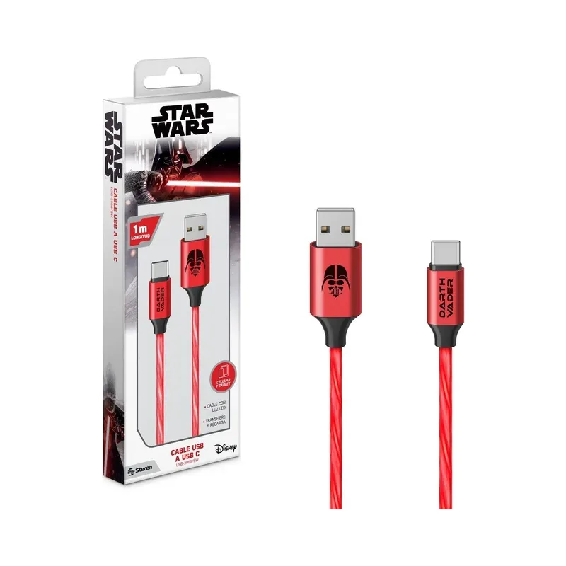 Cable USB a USB C con luz LED Star Wars™ de 1 m Steren USB-3966/SW