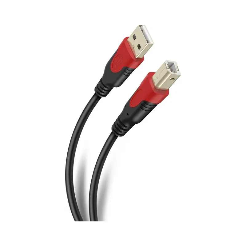 Cable USB a USB tipo B de 1,8 m reforzado, con conectores dorados Steren USB-490