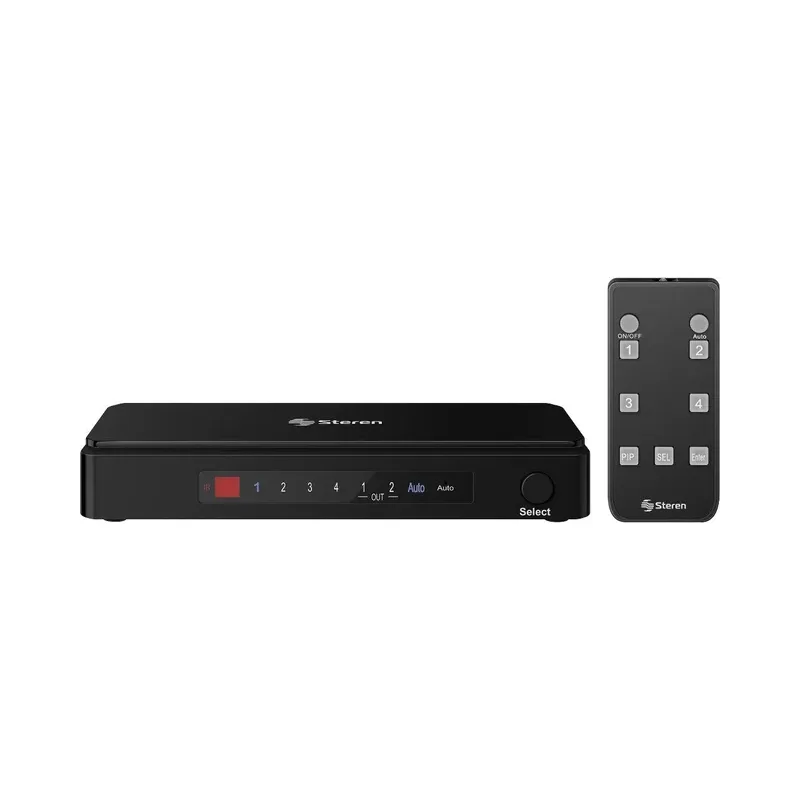 Selector HDMI 4K de 4 entradas y 2 salidas, con función PIP Steren 200-388