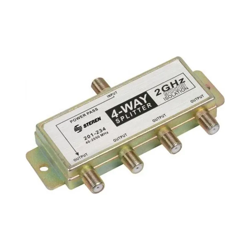 Splitter de 4 salidas, de 75 Ohms, 2 GHz, 90 dB Steren 201-234