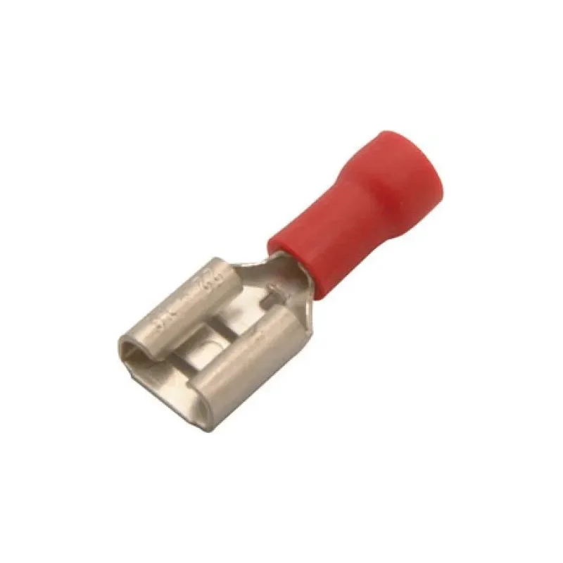 Terminal de latón tipo faston, hembra, con forro rojo Steren TFA-1/4L