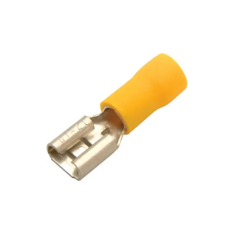 Terminal de latón tipo faston, hembra, con forro amarillo Steren TFAA-1/4L
