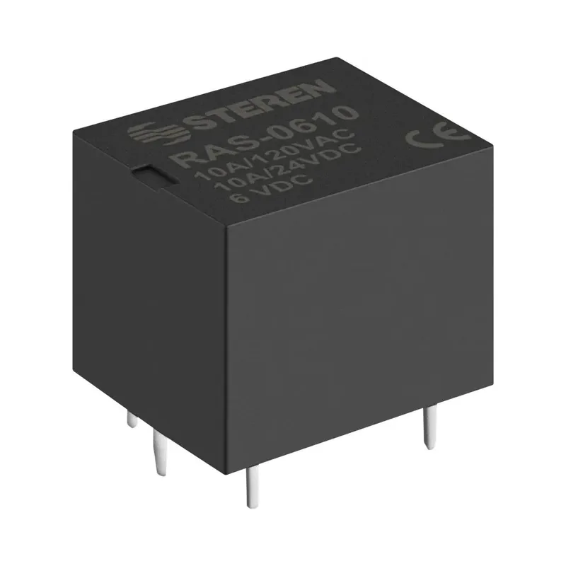 Relevador compacto de 1 polo, 2 tiros (SPDT) y bobina de 6 Vcc Steren RAS-0610