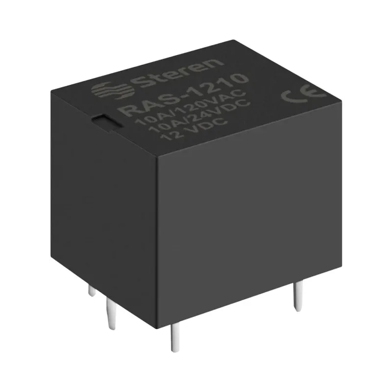 Relevador compacto de 1 polo, 2 tiros (SPDT) y bobina de 12 Vcc, 10 A Steren RAS-1210