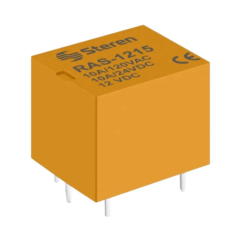 Relevador compacto de 1 polo, 2 tiros (SPDT) y bobina de 12 Vcc, 15 A Steren RAS-1215
