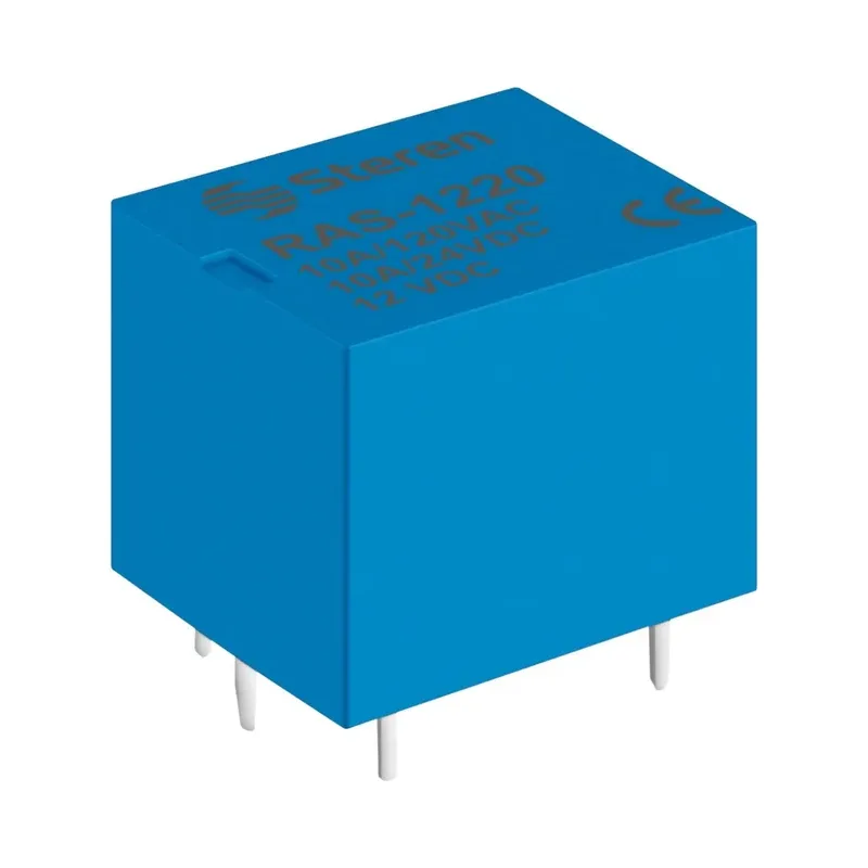 Relevador compacto de 1 polo, 2 tiros (SPDT) y bobina de 12 Vcc, 20 A Steren RAS-1220