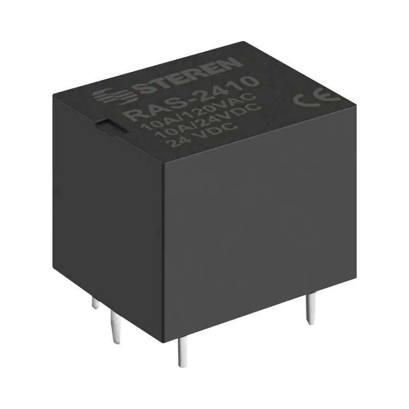 Relevador compacto de 1 polo, 2 tiros (SPDT) y bobina de 24 Vcc Steren RAS-2410