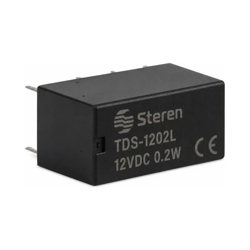 Relevador compacto de 2 polos, 2 tiros (DPDT) y bobina de 12 Vcc Steren TDS-1202L