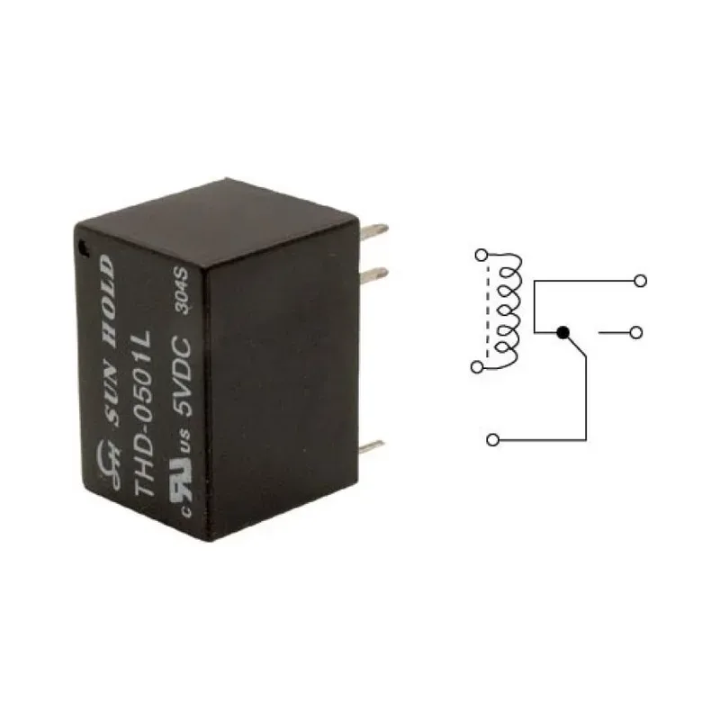 Relevador electrónico miniatura de 1 polo, 2 tiros (SPDT) y bobina de 12 Vcc Steren THD-1201L