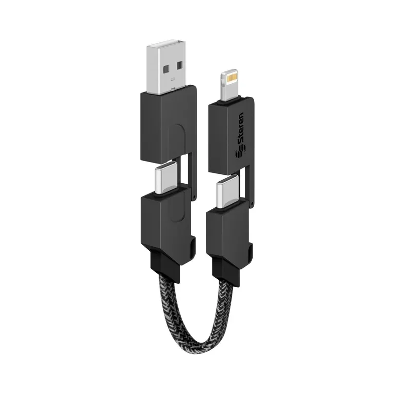 Adaptador 4 en 1, USB/USB C a Lightning/USB C Steren USB-4717