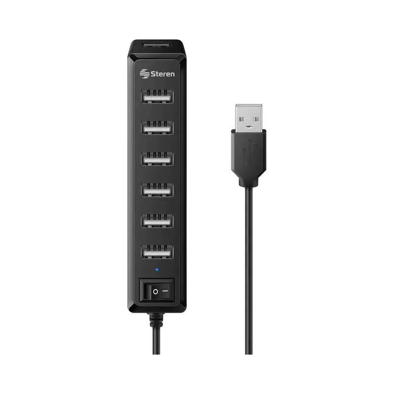 HUB USB de 7 puertos, con placa protectora deslizable Steren USB-537