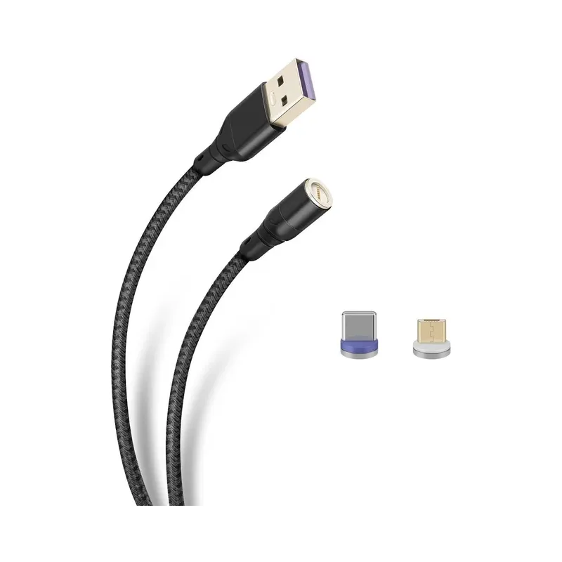 Cable magnético 2 en 1, USB a micro USB y USB C, de 1 m, tipo cordón Steren USB-4715