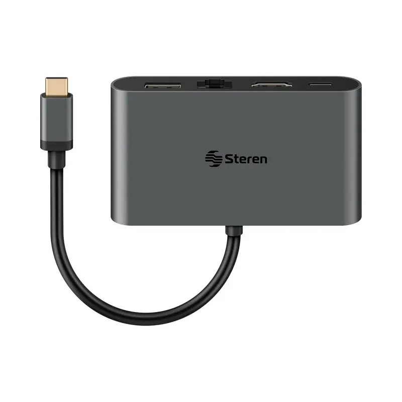 Adaptador USB C a HDMI / USB 3.0 / USB C / Ethernet RJ45 Steren USB-5290