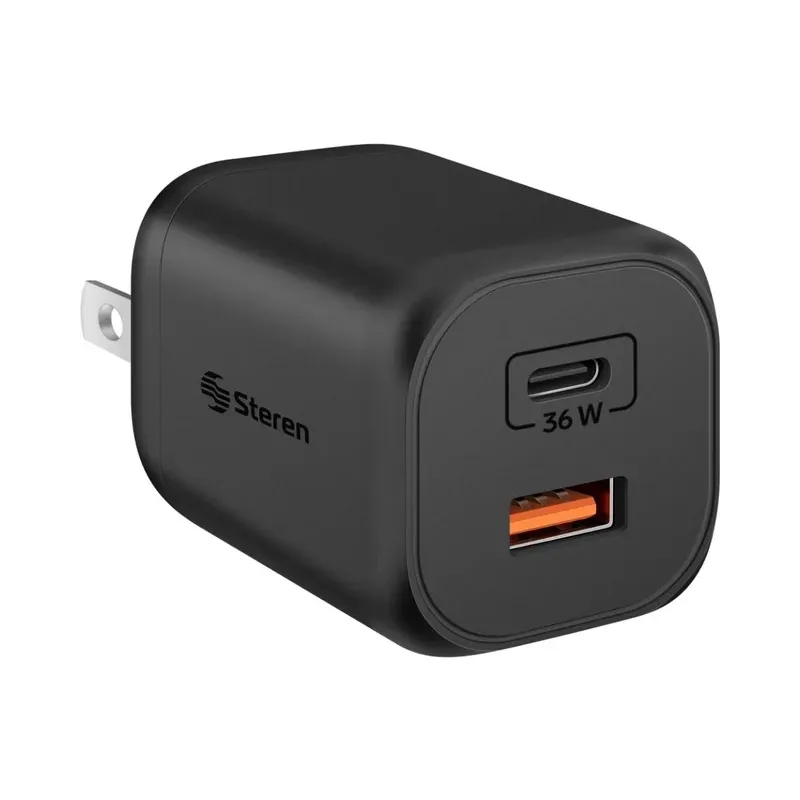 Cargador GaN USB C PD 36 W / USB QC 18 W Steren ELI-7037