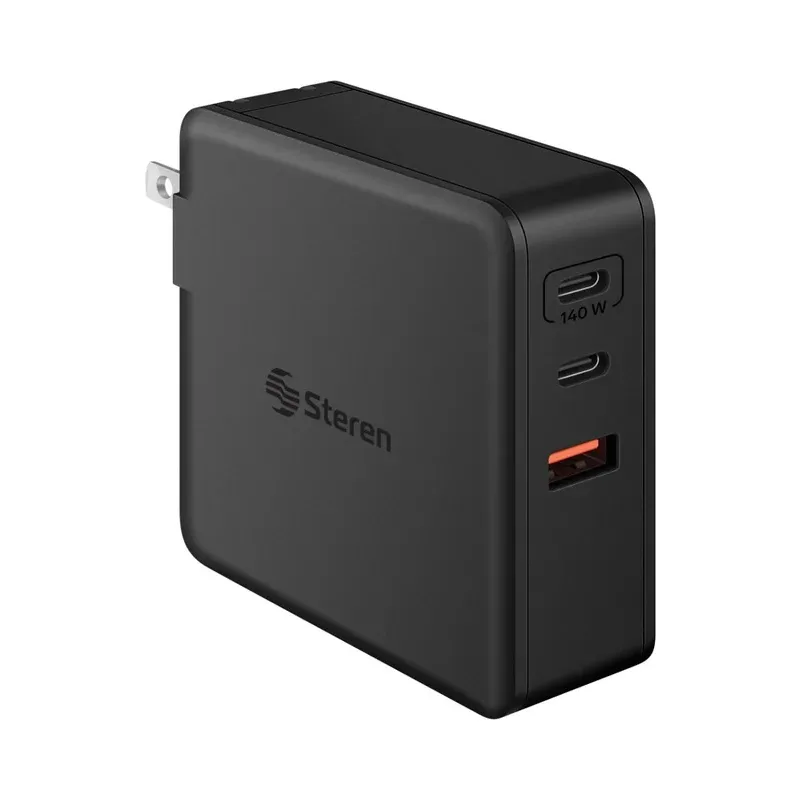 Cargador GaN USB C PD 140 W / USB QC 30 W Steren ELI-7140