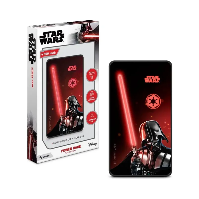 Power Bank de 4,500 mAh con 2 salidas USB e iluminación LED Star Wars™ Steren MOV-1055/SW