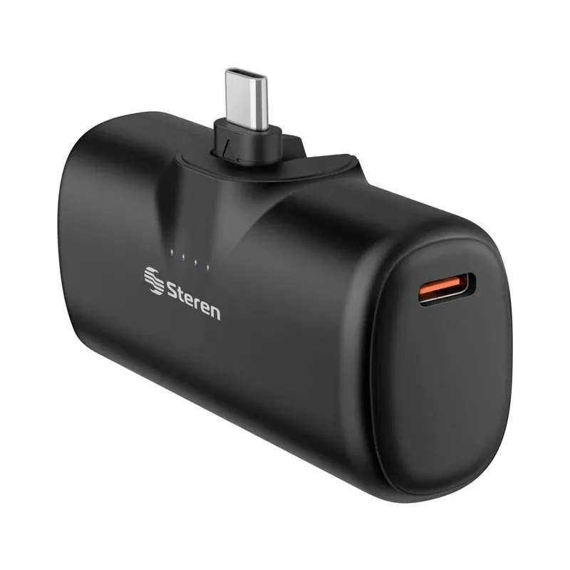 Mini Power Bank de 4,000 mAh PD 20 W con 1 salida USB C y plug USB C abatible Steren PB-2004