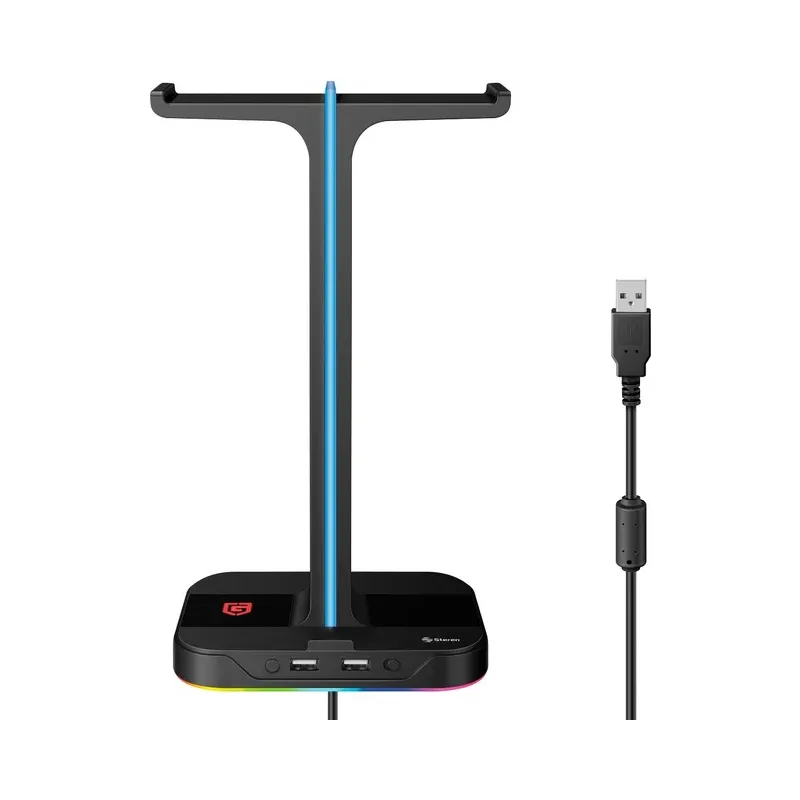 Soporte Gamer para audífonos con HUB USB y luz LED RGB Steren COM-070