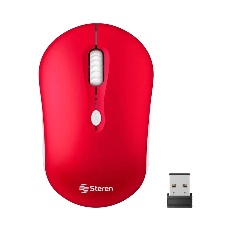 Mouse inalámbrico 800 / 1 200 / 1 600 DPI, rojo Steren COM-5730RO