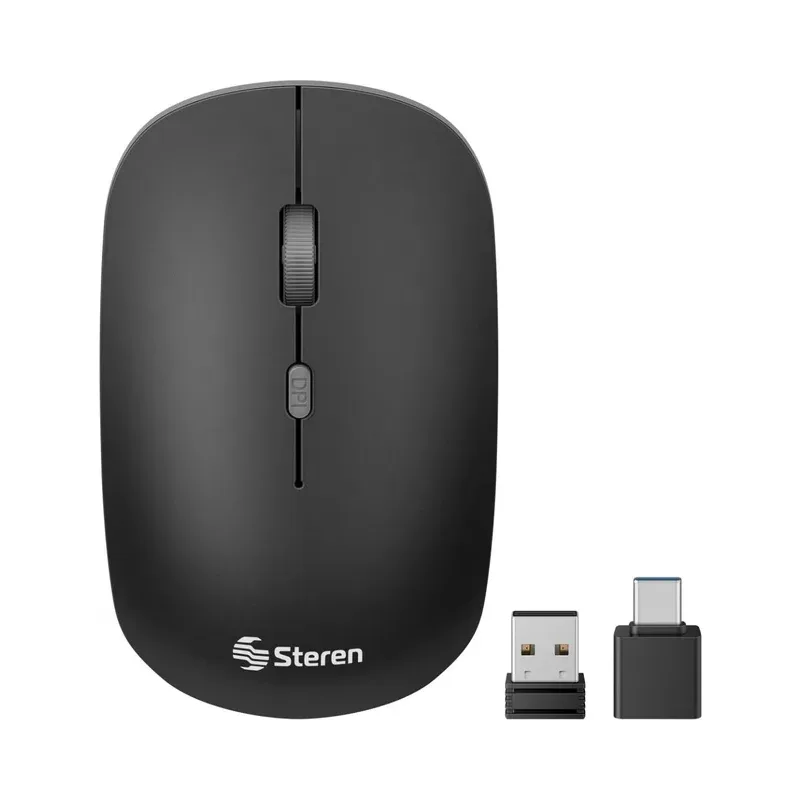 Mouse inalámbrico USB / USB C con batería recargable 800 / 1200 / 1600 DPI Steren COM-5735