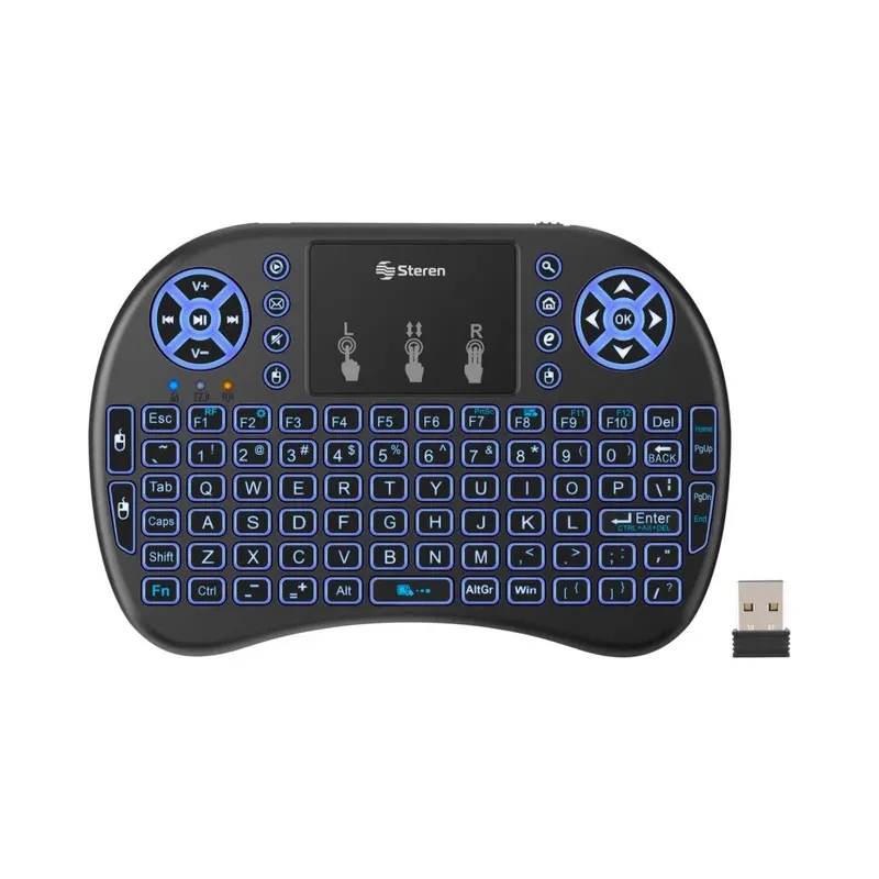 Teclado inalámbrico con touch pad y batería recargable para Smart TV Steren RM-325