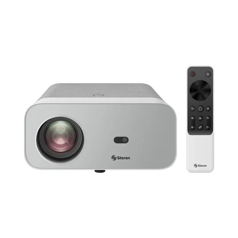 Proyector multimedia Full HD de 300 ANSI lm con función espejo, ajuste automático de enfoque y trapecio y sistema óptico sellado, gris Steren PRO-4000GR