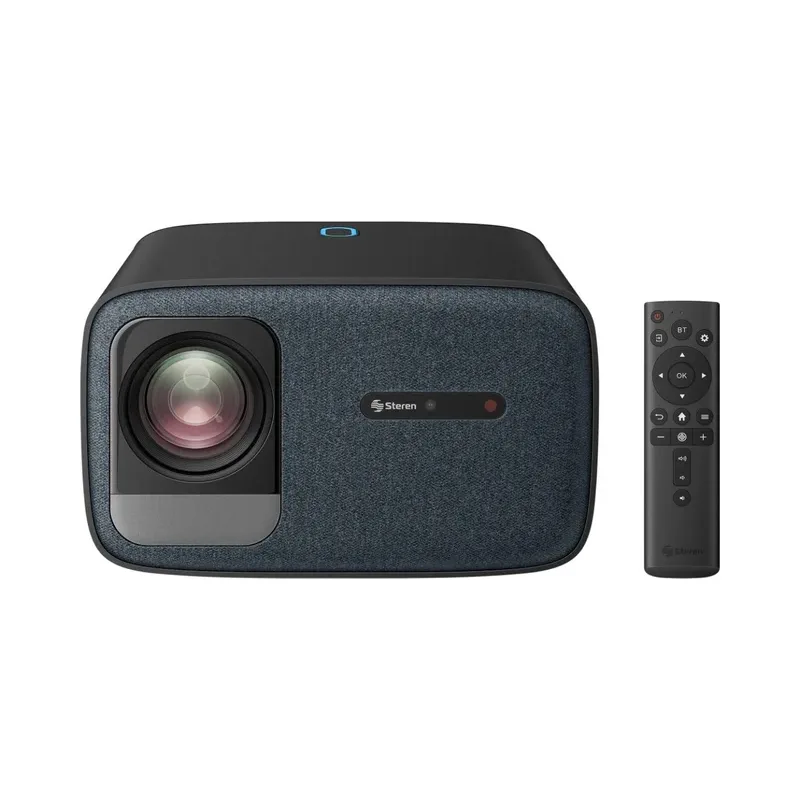 Proyector multimedia Home Theater Full HD de 650 ANSI lm con función espejo, ajuste automático de enfoque y trapecio y sistema óptico sellado Steren PRO-6000