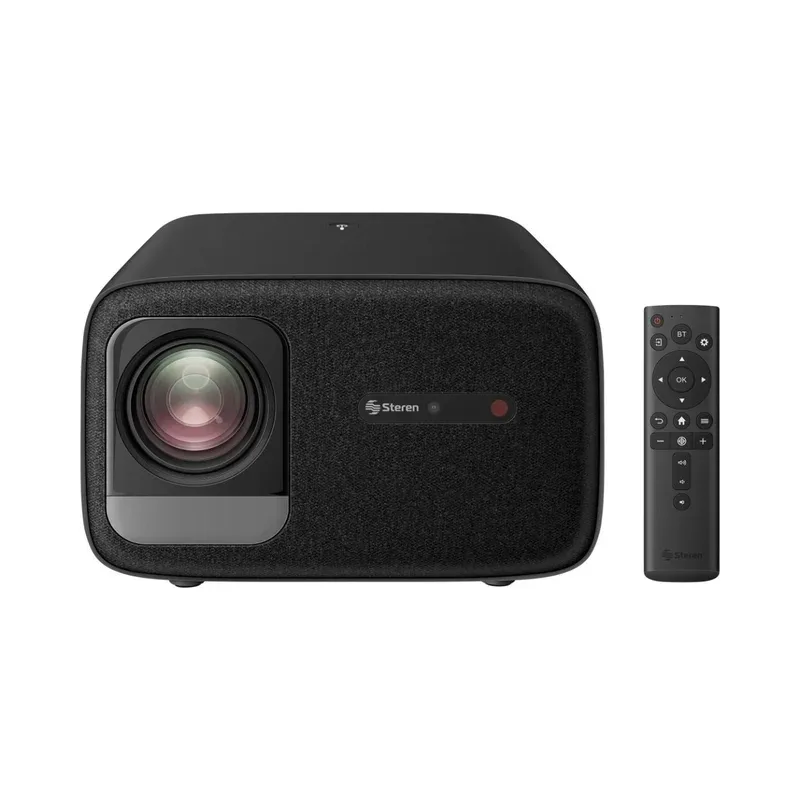 Proyector multimedia Home Theater Full HD de 1100 ANSI lm con función espejo, ajuste automático de enfoque y trapecio Steren PRO-8000