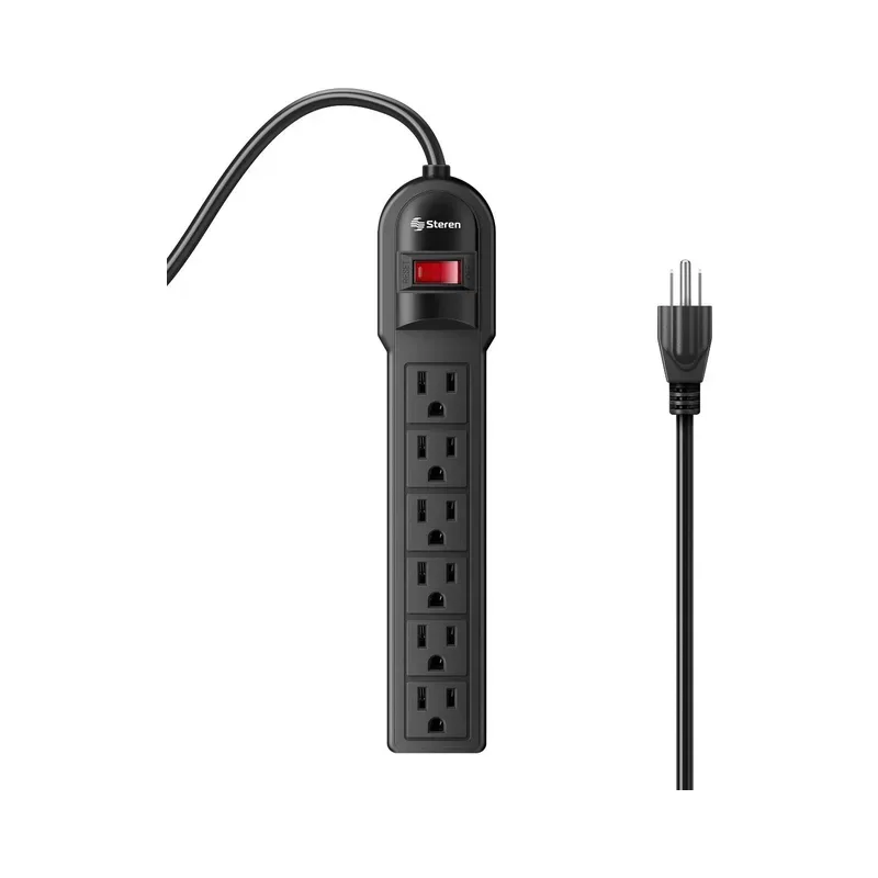 Multitoma de 6 salidas verticales y reset iluminado Steren 905-108