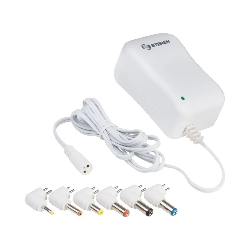 Eliminador regulado de 3 a 12 Vcc, 1,2 A con puntas intercambiables, blanco Steren ELI-1200BL