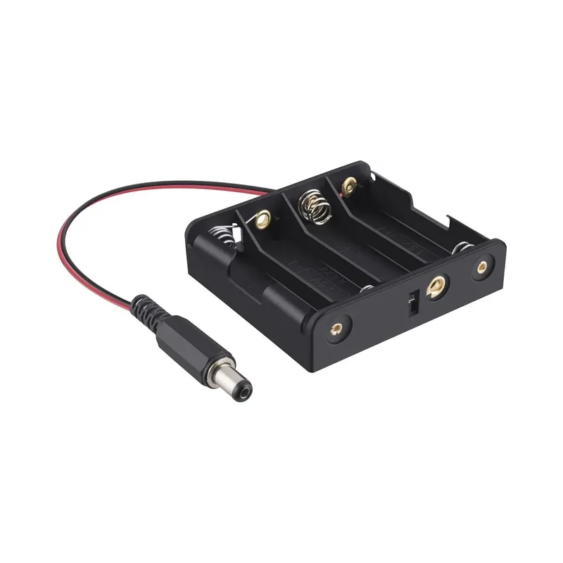 Porta pilas con plug invertido 2.1mm, para 4 pilas AA Steren 258-805