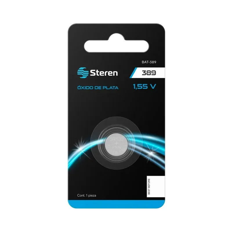 Pila de óxido de plata tipo botón "389" Steren BAT-389