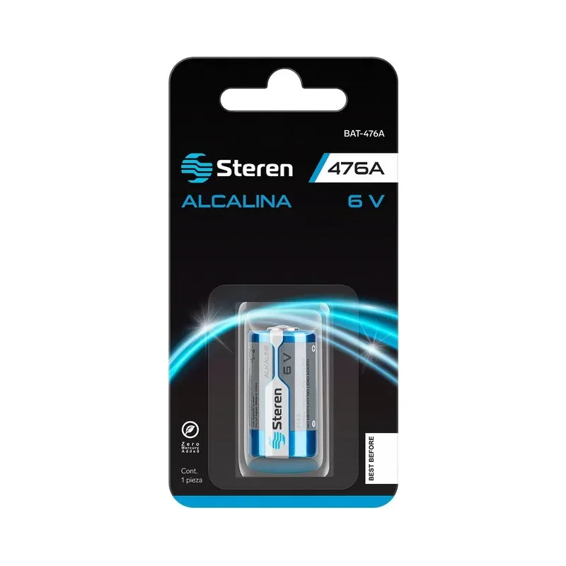 Pila alcalina tipo cilindro "476A" (4LR44) Steren BAT-476A